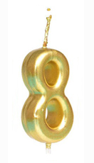 Gold Number 8 Birthday Candle